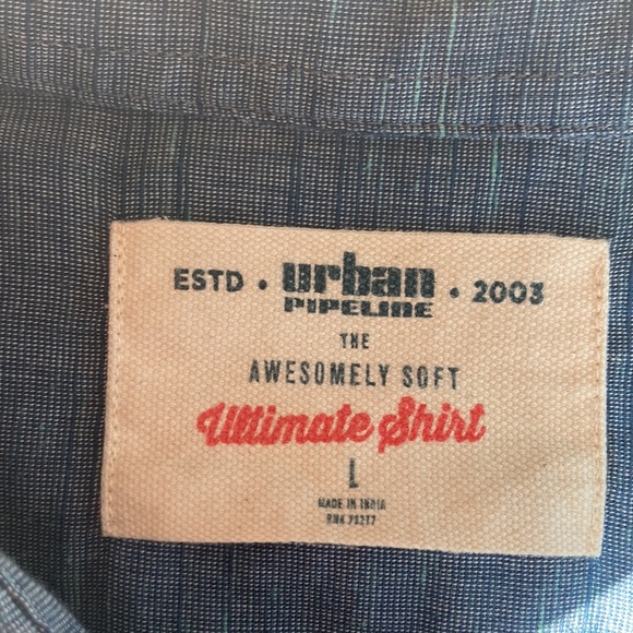 Urban Pipeline Blue Button Up Short Sleeve (L) - Picture 4 of 9